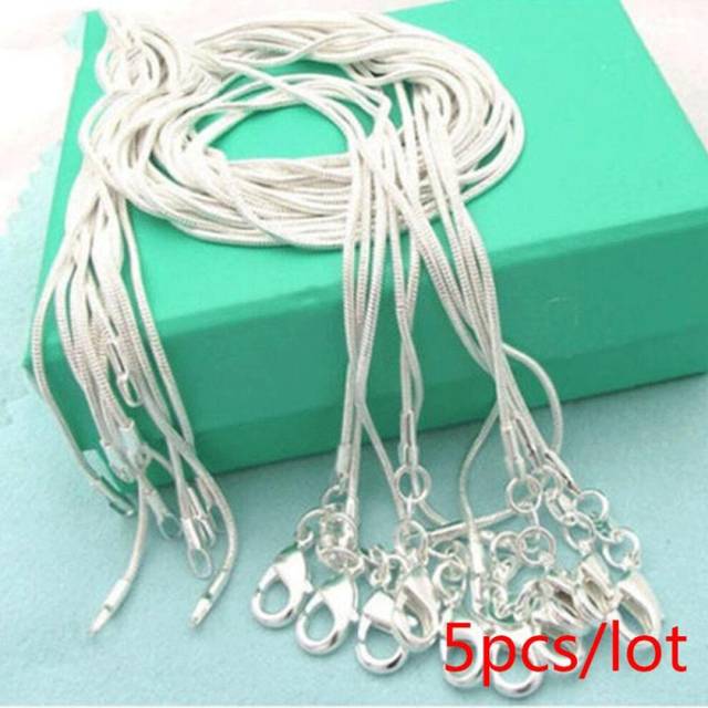 (75cm) 925 Sterling Silver 5 Pieces 40-75cm 1.2mm Snake Chain Necklace Fashion Jewelry
