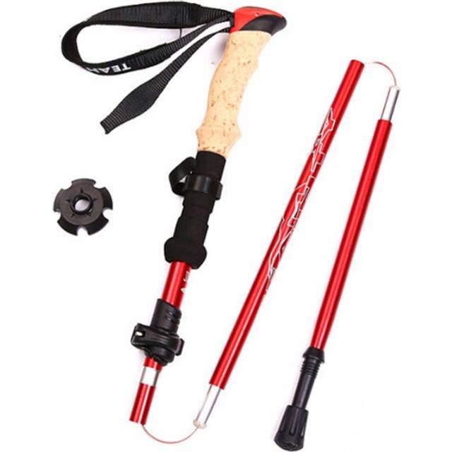 37Cm 5 Section Telescopic Folding Trekking Pole Straight Handle Lightweight Outdoor Hiking Alloy Walking Stick Walking & Trekking Sticks