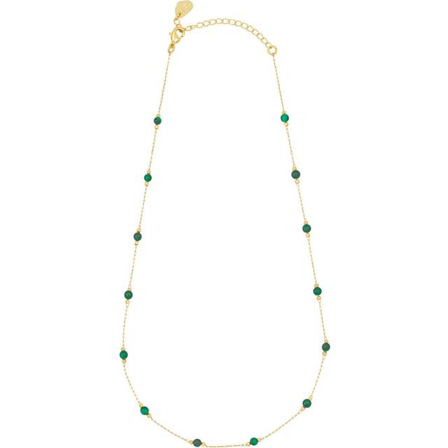 Estella Bartlett Positivity Malachite Paperclip Link Station Necklace, Gold