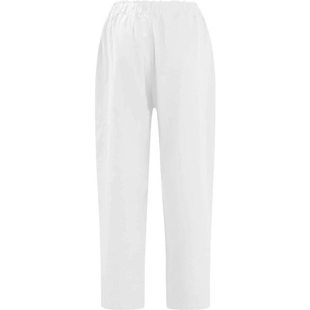 (XXL, White) Ladies Linen 3 Quarter Trouser Women Cropped 3/4 Pants Summer Casual Pants New