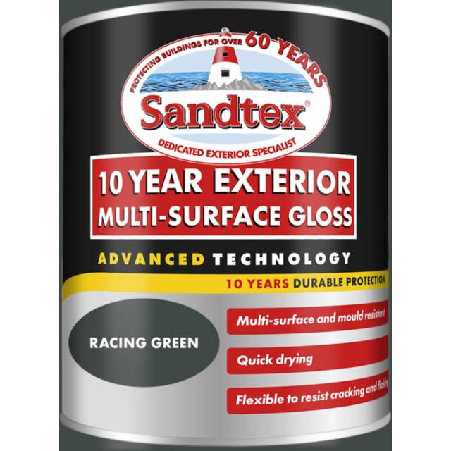 Sandtex 10 Year Exterior Multi-Surface Gloss Paint, Racing Green 750ml