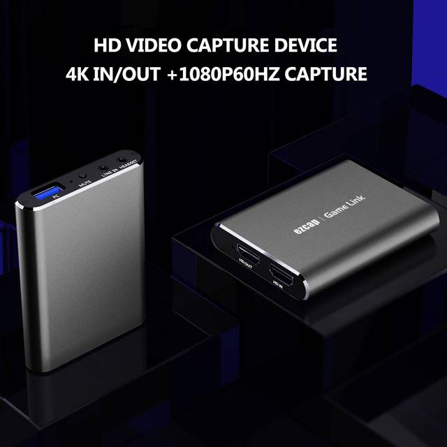 ezcap371 Game Link U3 Video Capture Box 4K Loop Out 1080P HD Recording Box USB3.2 Audio Video svart