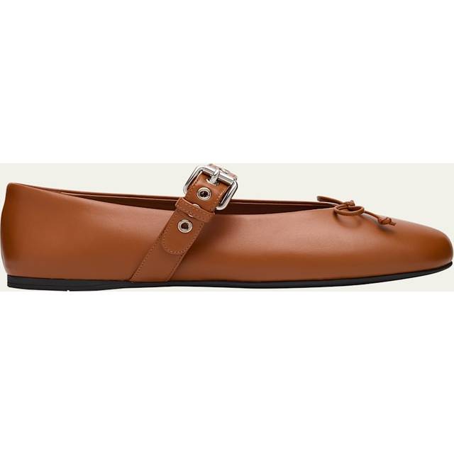 miu miu Strap Detail Ballet Flats - Brown - 39 IT