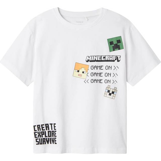 Name It T-shirt - NkmJafar Minecraft - Bright White m. Tryck - Name It - 6 år (116) - T-shirt