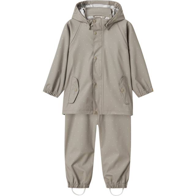 Lil' Atelier Nmmladry10 Rain SET AOP FO LIL Stl. 110 pojkar - Koftor Från Magasin - Mourning Dove (110)