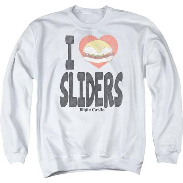 Trevco Sportswear WHT103-AS-2 White Castle I Heart Sliders Adult Crewneck Sweatshirt, White - Medium