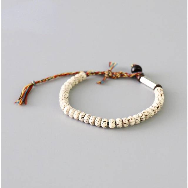 Tibetan Buddhist Braided Cotton Thread Lucky Knots Bracelet Natural Bodhi Beads Carved Amulet Handmade Bracelet For Men