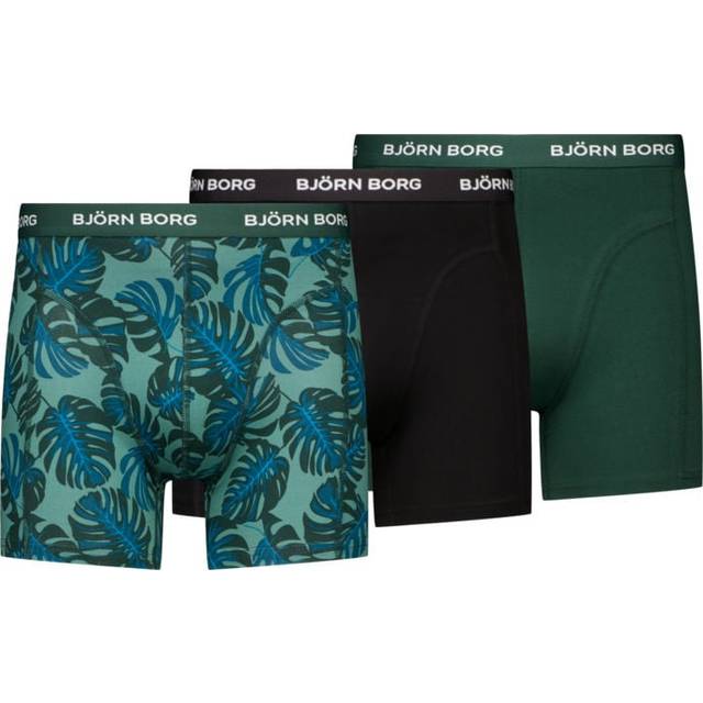 Björn Borg 3-pack Essential Shorts - Black/Green - Medium * Kampanj *