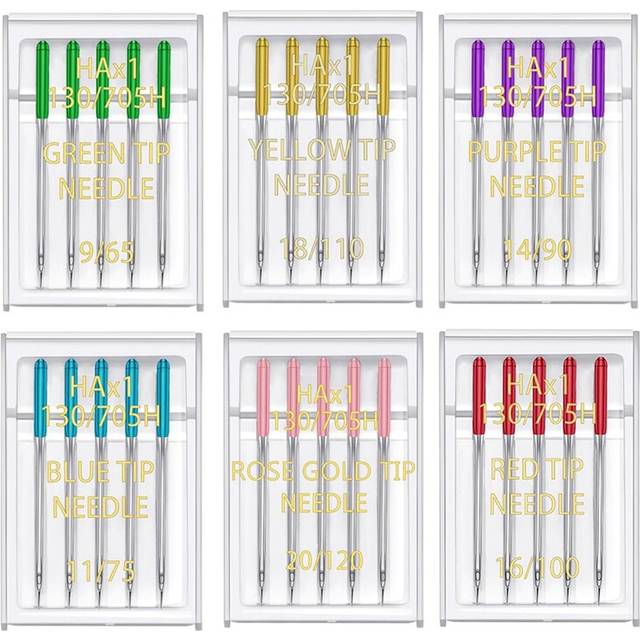 6 Sizes Universal Sewing Machine Needles Regular Point Flat Shank Needle Compatible with for Singer , 30PCS