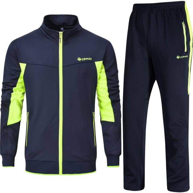 Rdruko Men's Jogging Suit 2 Piece Sportwear Sweat Suit SetsBlue Green  US L