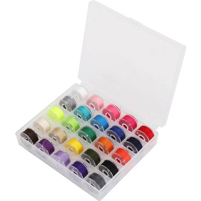Colorful Sewing Threads with Plastic Sewing Machine Bobbins for Home Handwork Embroidery25 Grids