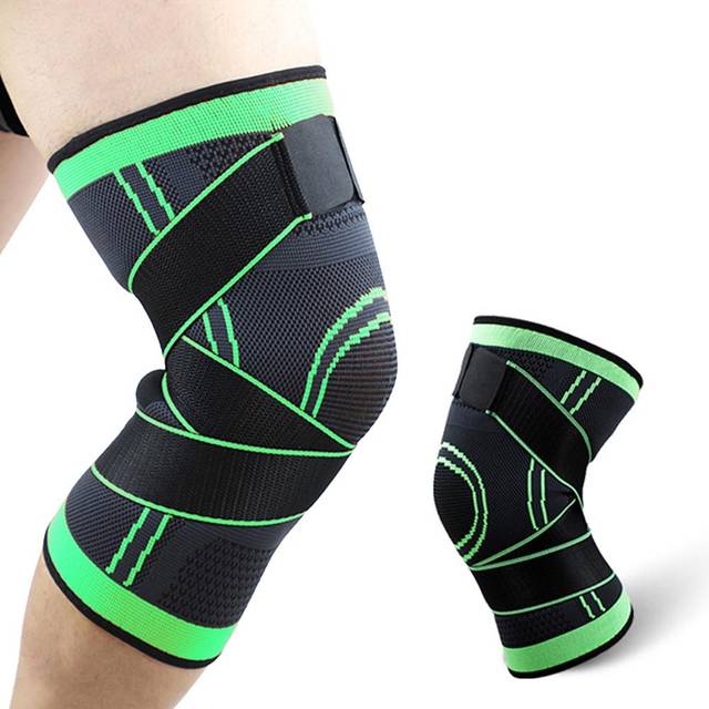 1pc Sports Knee Pad Breathable Adjustable Knee Support Brace Kneecap Protector for Running Cycling M grön
