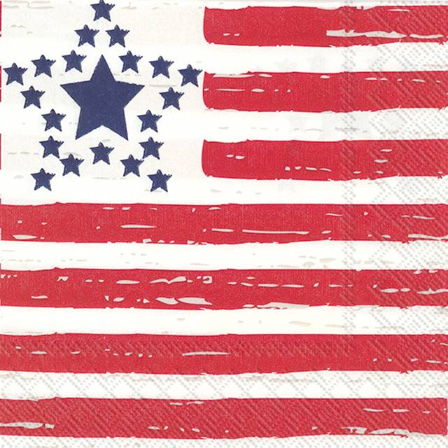 "IHR Ideal Home Range Party Napkins Disposable 3-Ply Paper Lunch Napkin Pack  6.5"""""""" x 6.5""""""""  Distressed Flag  20-Count"