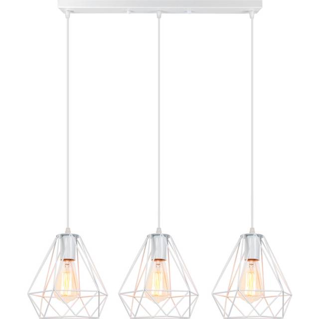 Industrial Pendant Light White Modern Ceiling Light Vintage Chandelier Metal Iron Lamp Shade Ã20CM 3 Lights Diamond Pendant Lights