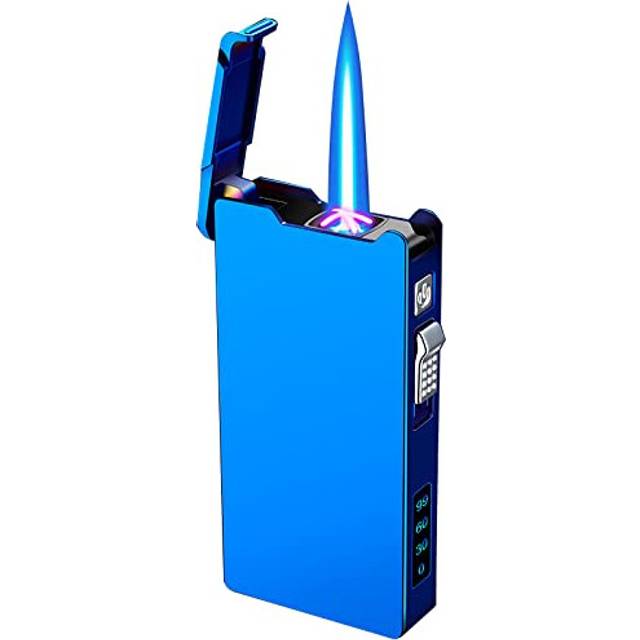 Dual Arc Electric Lighter, Jet Flame Torch Lighter with Battery Indicator 2 in 1 Windproof Plasma USB Rechargeable Lighter, Good for Cigarette Cigar