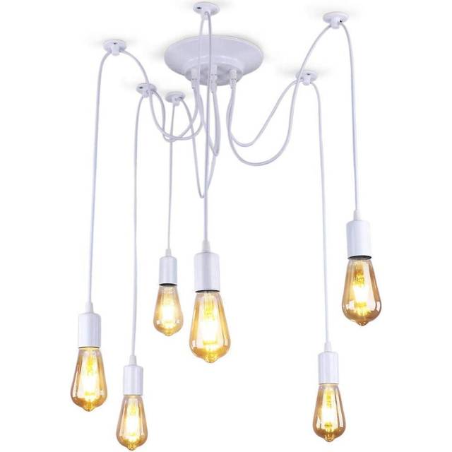 Industrial Pendant Lights White Classic Edison Ceiling Light Vintage Ceiling Lights E27 Retro Antique Spider Chandelier 6 Heads