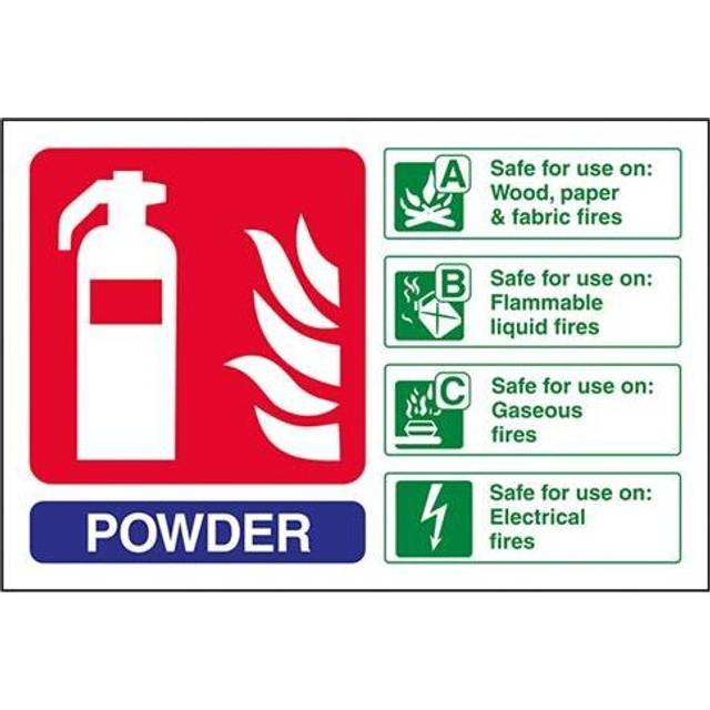 VSafety Powder Id Fire Extinguisher Sign - Landscape - 150mm x 100mm - Self Adhesive Vinyl