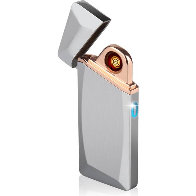 (Black) USB Rechargable Lighter Windproof Flameless Electronic Coil Touch EC225
