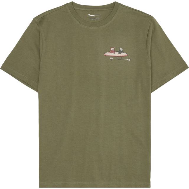 KnowledgeCotton Apparel Regular S/S Heavy Single Printed T-shirt Storlek S Färg olivgrön