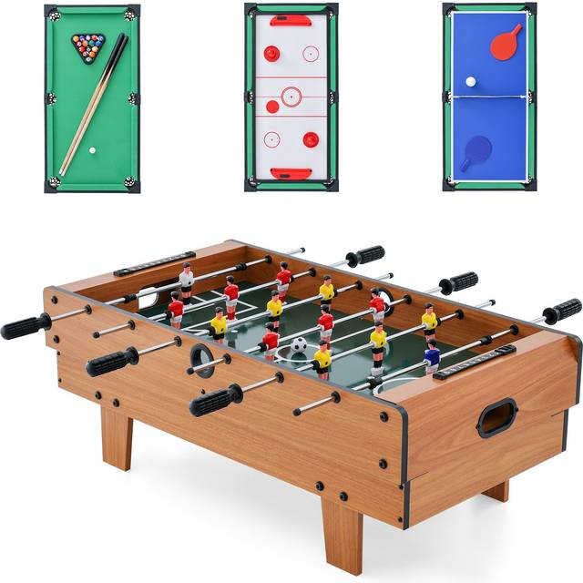 4 in 1 Combo Game Table Set Foosball Table with Billiards-Natural