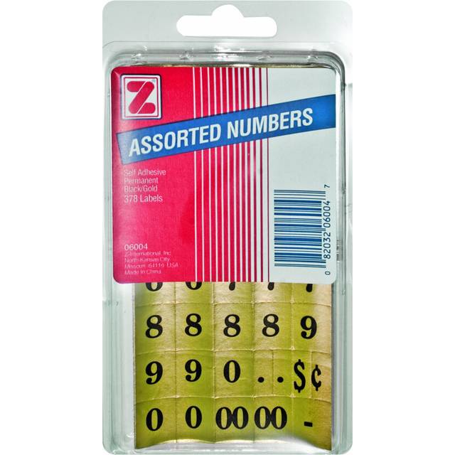 ADVANTUS Self Adhesive Assorted Numbers  1/2 x 5/8 Inches  378 Labels  Black/Gold (Z06004)
