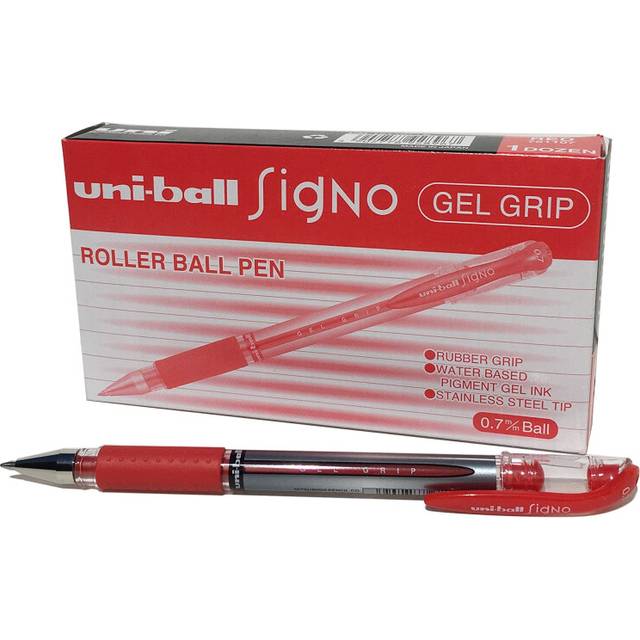Uni-Ball 751107000 UM-151S Signo Gel Pens with Gel Grip, Red Gel, 0.7mm Stainless Steel Nib (Pack of 12)