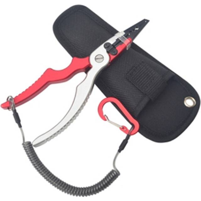 Aluminum Alloy Fishing Pliers Curved Handle Rod Clamp(Red)