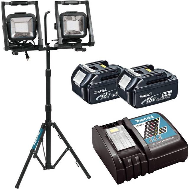 Makita DML805 18v 110v LXT LED Work Light Site Light Twin + Tripod + 5AH Battery