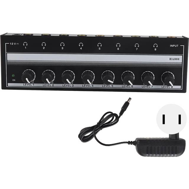 Headphone Amplifier 8 Channel Portable Metal Stereo Amplifier for Studio and Stage