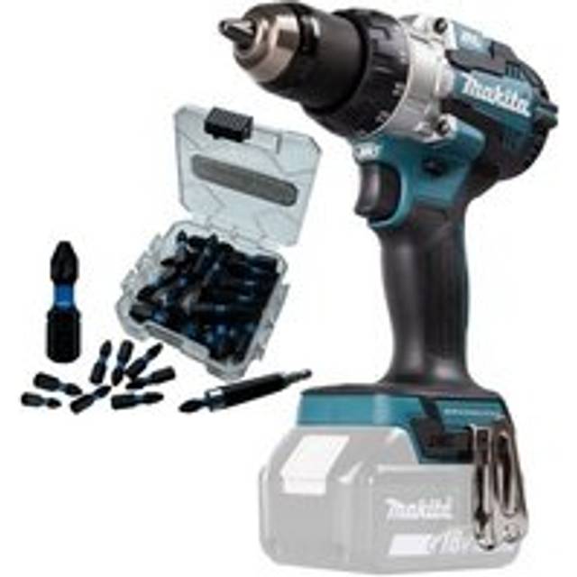 Makita DHP489Z 18v LXT Brushless Combi Hammer Drill Metal Chuck 25pc Torsion Set