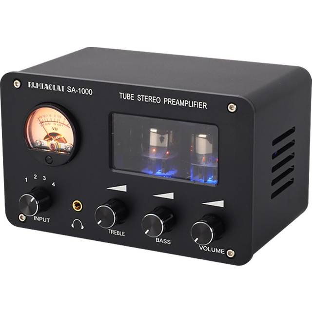 SA1000 Audiophile Tube Preamplifier Audio Electric Tube Amplifier 4 Inputs 2 Outputs Audio US Plug black