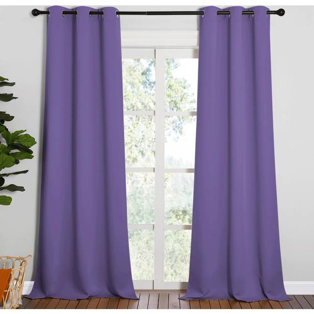 NICETOWN Patio Glass Door Blackout Curtains for Bedroom/Living Room  Privacy Panel Drapes for Dining Room and Guest Room (Lilac Purple  42 inches Wide