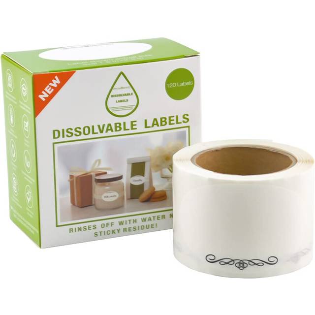 L LIKED White Dissolvable Label  Disposable canning Labels  1 12 x 2 12 (Roll of 120) (1 Rolls)