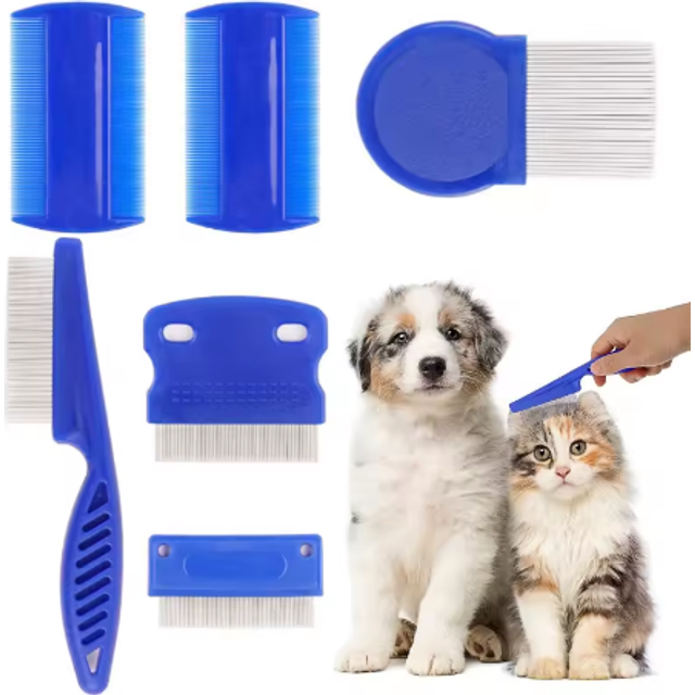 6 Pcs/set Pet Flea Comb Stainless Steel Head Lice Comb