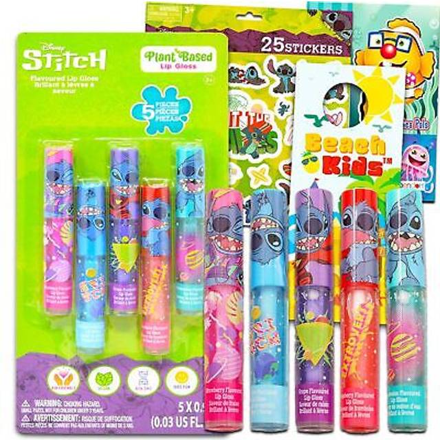Stitch Lip Gloss Bundle for Girls - 5 Pack of Stitch Glosses for Lips in Assorted Flavors Plus Stickers  More | Stitch Party Favors for Kids
