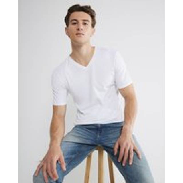 Mens River Island White Muscle Fit V-Neck T-Shirt