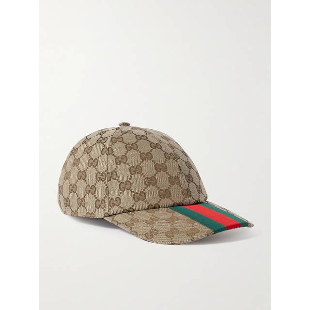 Gucci - Webbing-Trimmed Monogrammed Canvas Baseball Cap - Men - Brown - XL