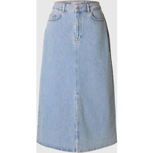 Selected FEMME - Cowboynederdel slfKrista-Gerda HW Li Blu Max Skirt - Blå