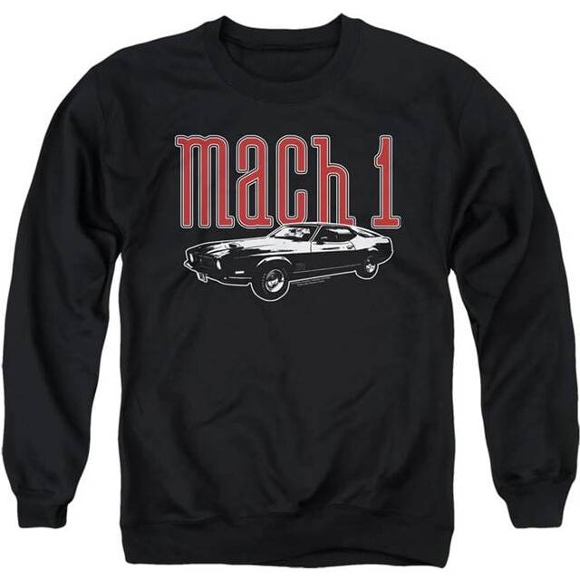 Trevco Sportswear FORD126-AS-6 Ford Mustang Mach 1 Adult Crewneck Sweatshirt, Black - 3X