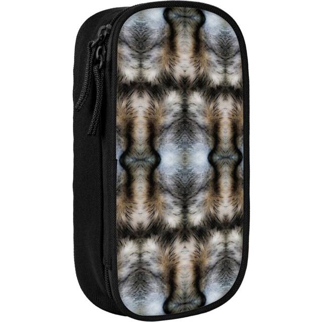 Pencil Case Cat Fur Seamless Pattern Texture Pen Holder Box Pouch Bag with Double Zippers for School Office Work