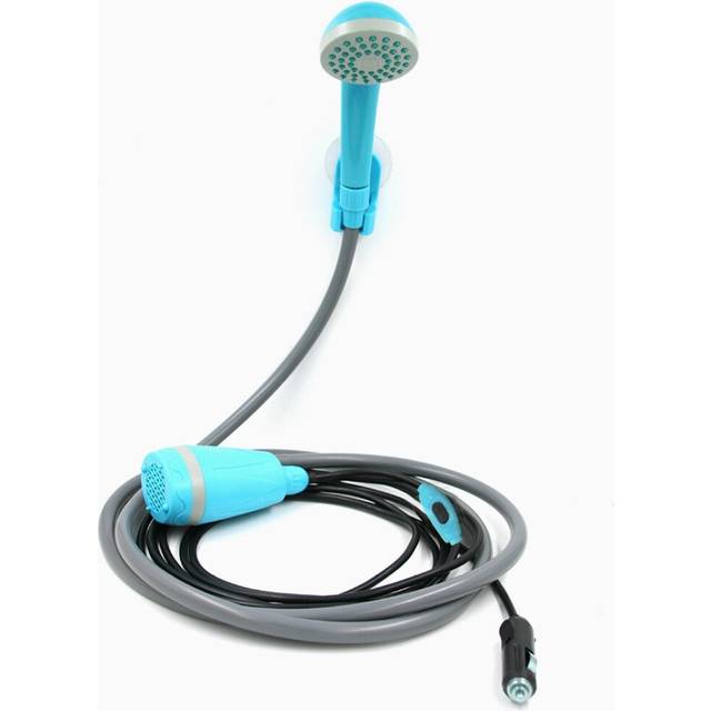 (Blue) Portable 12V Electric Outdoor Handheld Shower with Pump
