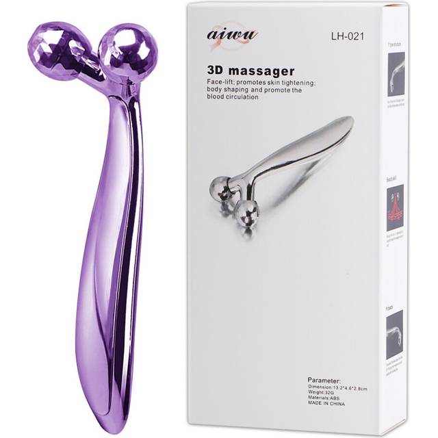 (a-Purple With Box) Face Roller Massager Thin Face Massager 360 Rotate Full Body Shape Y Shape Massagers Aniti Wrinkle Lifting Facial Massage Tool