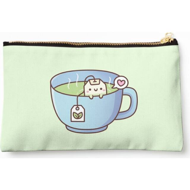 Makeup Bag Cute Tea Bag In A Teacup Doodle Cosmetic Organizer Tyvek Paper Bags Zipper Pouch