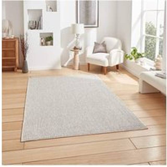 Think Rugs Boucle White/Grey Rectangle 120 x 170cm Polyester Boucle E6404, Green