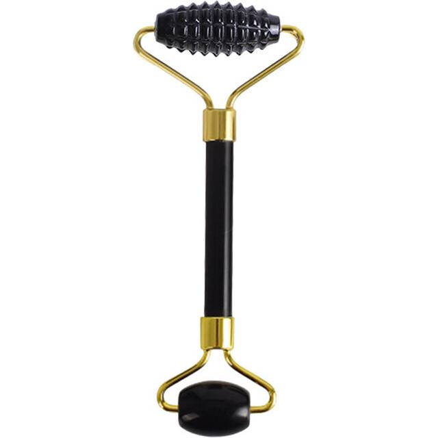 (a-Roller A) Natural Black Obsidian Face Massager Gouache Scraper Gua Sha Massage Tool Set Jade Roller Gouache For Face Jade Massage Roller
