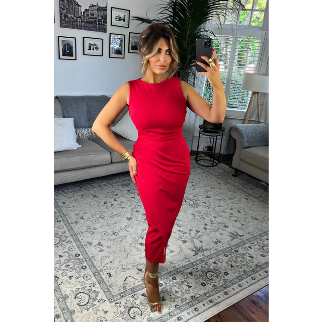 Bodycon Ruched Wrap Midi Dress