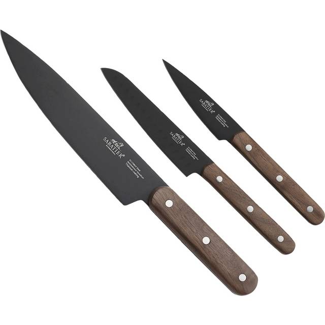Phenix Walnut Knivset 3 delar från Lion Sabatier International - Rostfritt stål/Valnötsträ