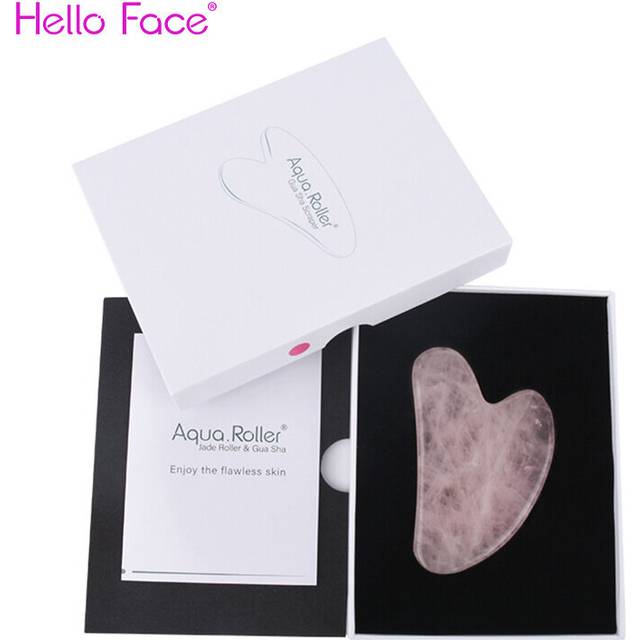 (a-rose quartz box) Genuine Gua Sha Massage Tool Natural Jade Amethyst Massager Scrapers Tools Jade Stone Board For Face Neck Back Body Tool SPA