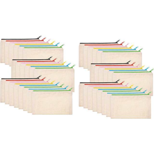 40 Pcs Canvas Cosmetic Bag Multifunctional Cosmetic Bag Travel Cosmetic Bag Pen Coin Bag Blank DIY Bag