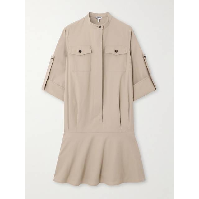 LOEWE - Cotton-twill Mini Shirt Dress - Beige - Neutrals - FR 36